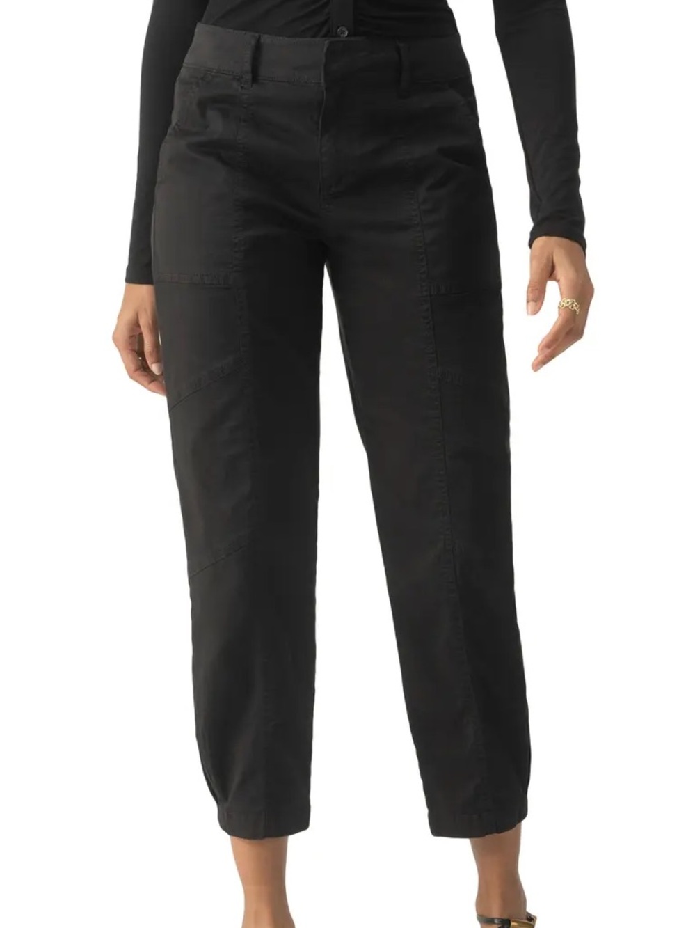 NWT Sanctuary Sahara Black Tapered Stretch Cotton Utility Pants Size 25